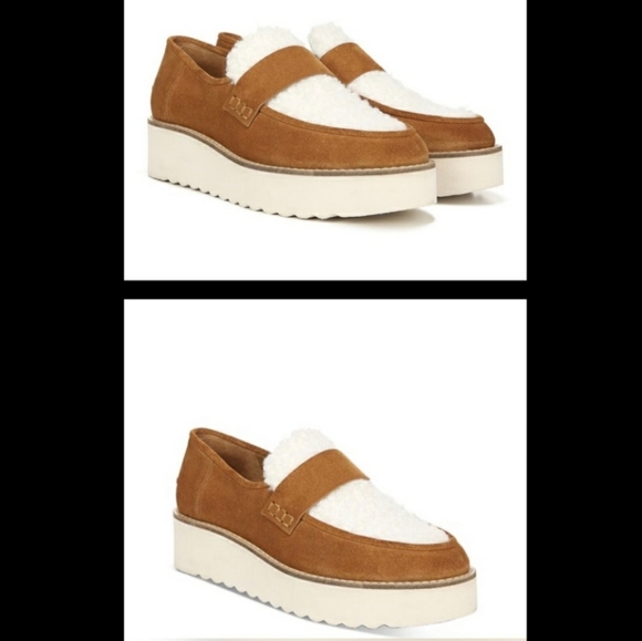 NWT$295 Vince Zola Platform Shearling Suede Loafer Slide Sneaker Shoe - Picture 5 of 12